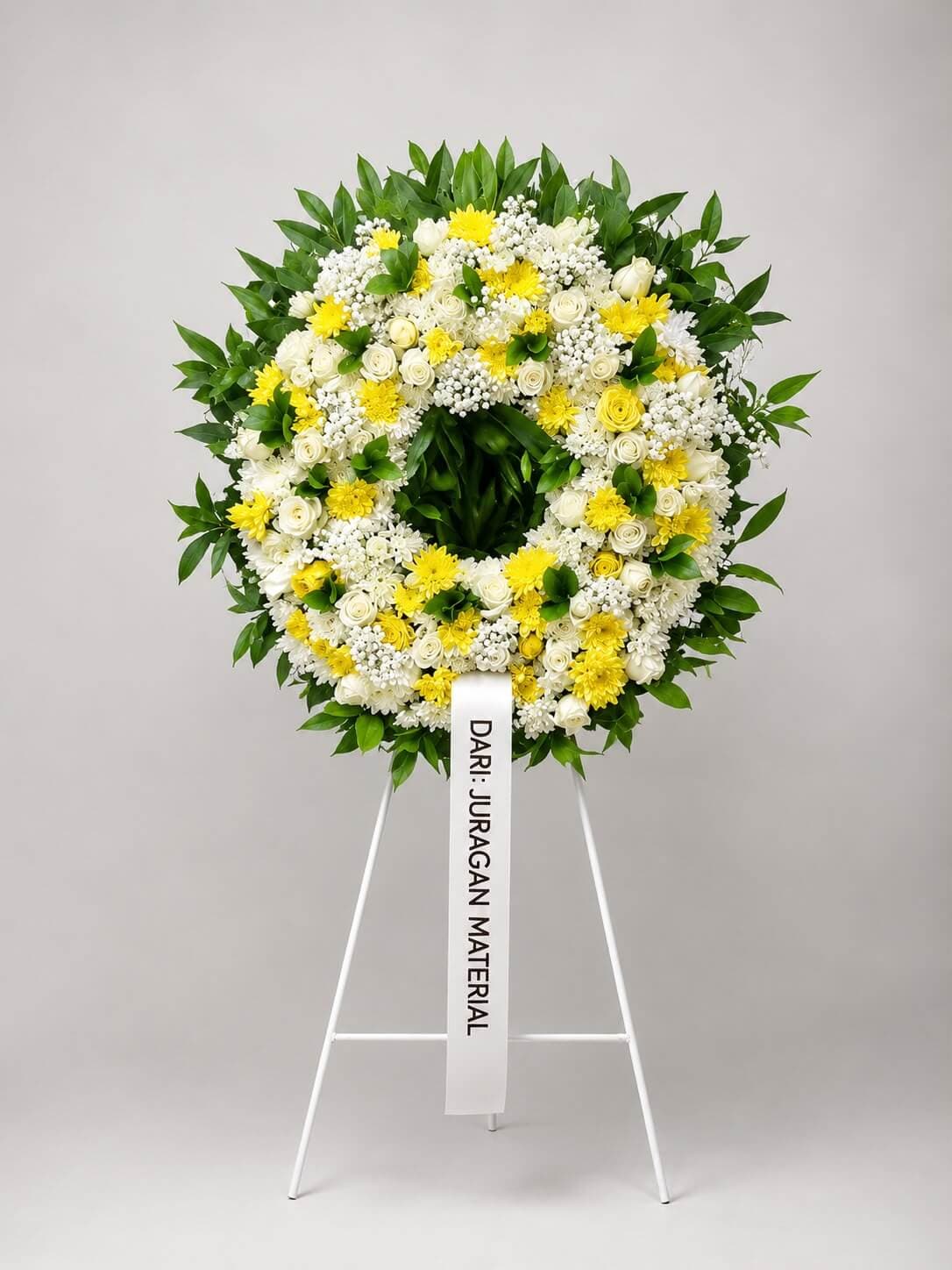 Krans Bunga Kuning Putih Elegan - Standing Wreath